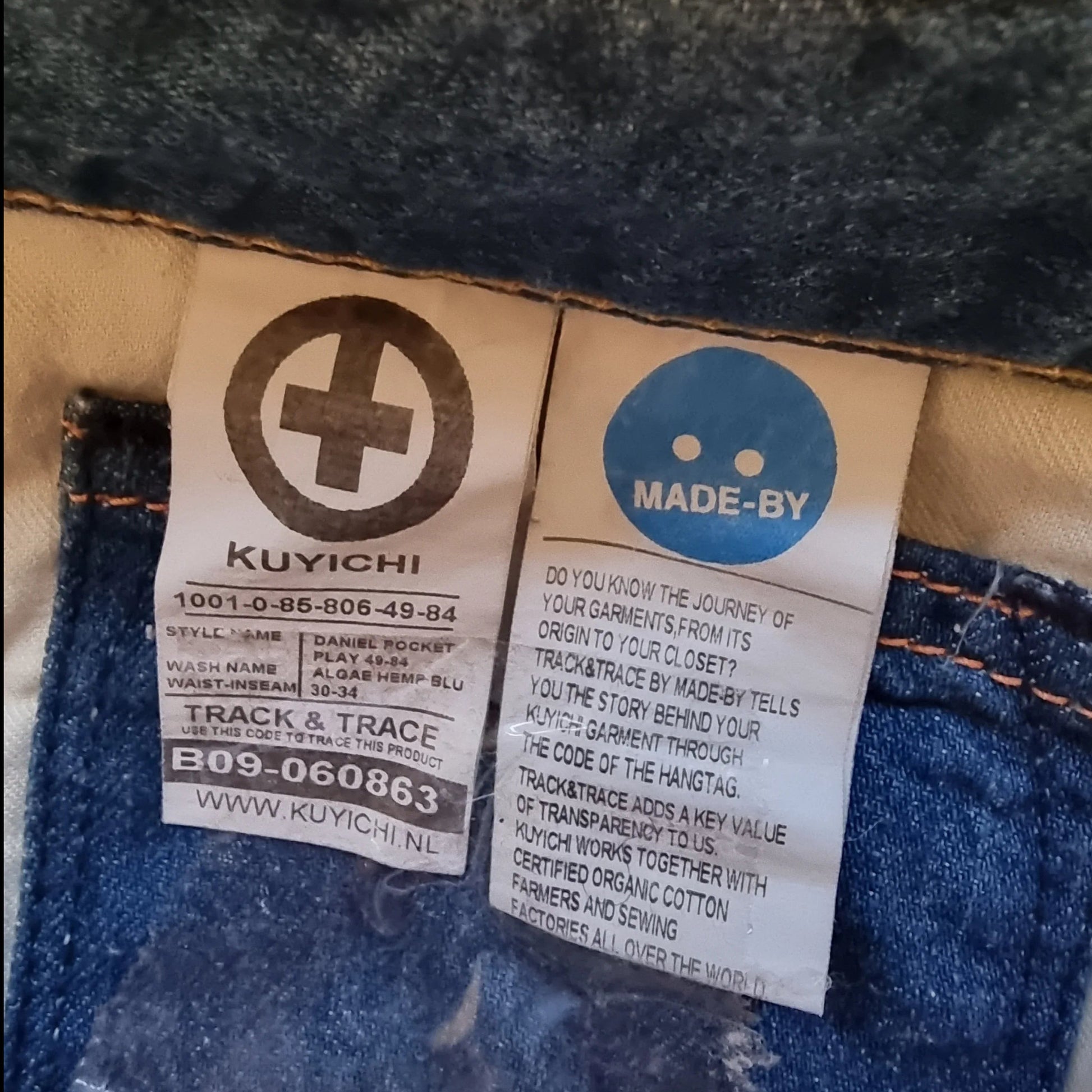 Kuyichi Daniel Men's Blue Regular Fit Straight Leg Faded Denim Jeans W34 L32 - Timelessfashions