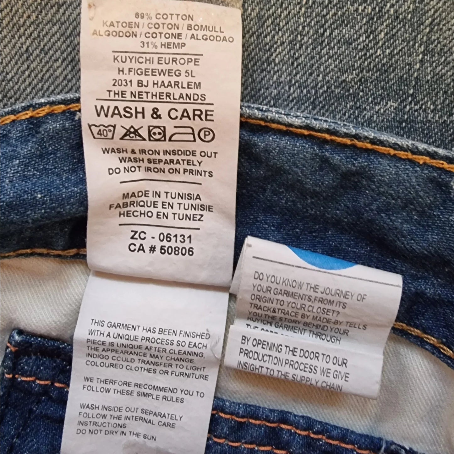 Kuyichi Daniel Men's Blue Regular Fit Straight Leg Faded Denim Jeans W34 L32 - Timelessfashions