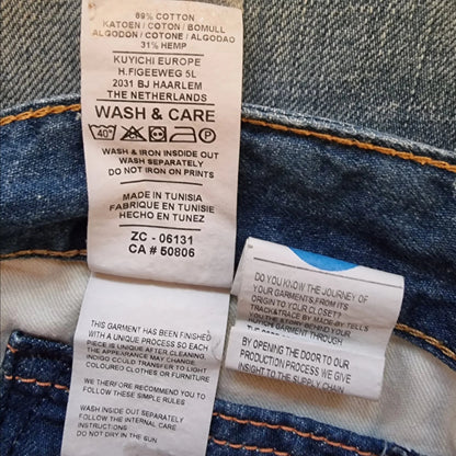 Kuyichi Daniel Men's Blue Regular Fit Straight Leg Faded Denim Jeans W34 L32 - Timelessfashions