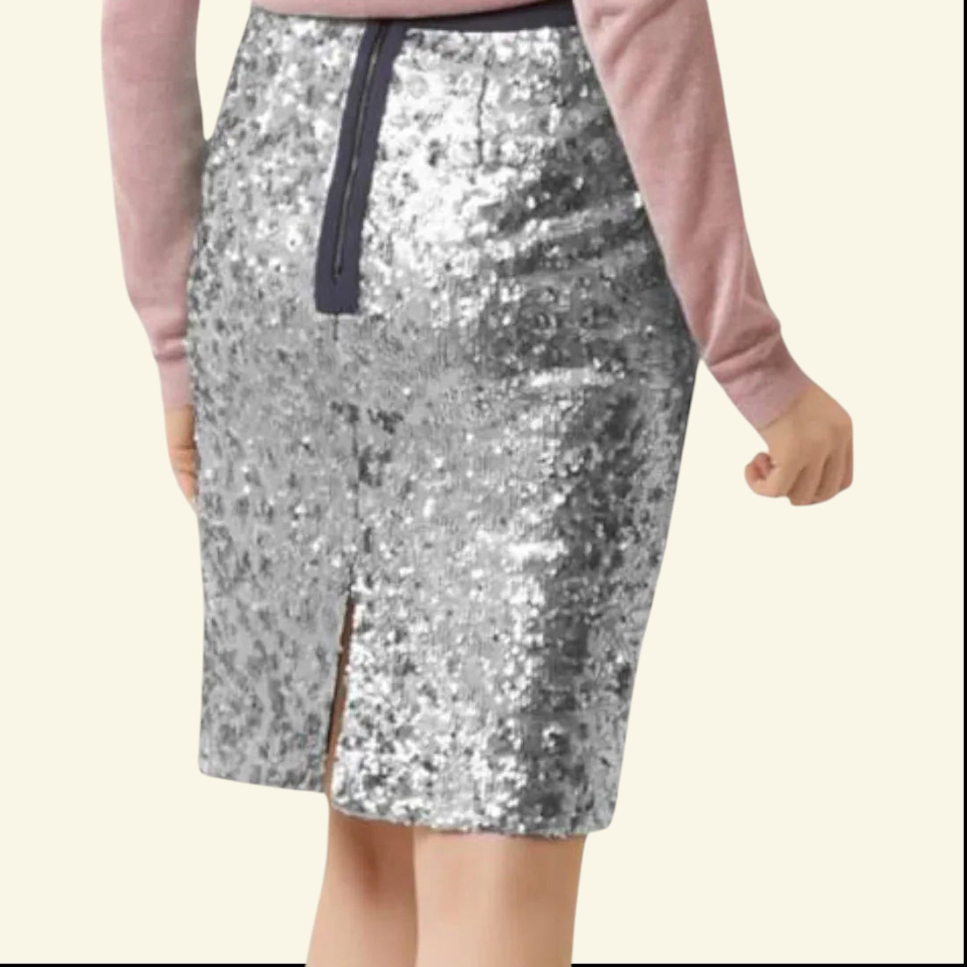 Fenn Wright Manson Caroline Skirt, Silver/Grey Sequin UK 18 US 14 EU 46 - Timelessfashions