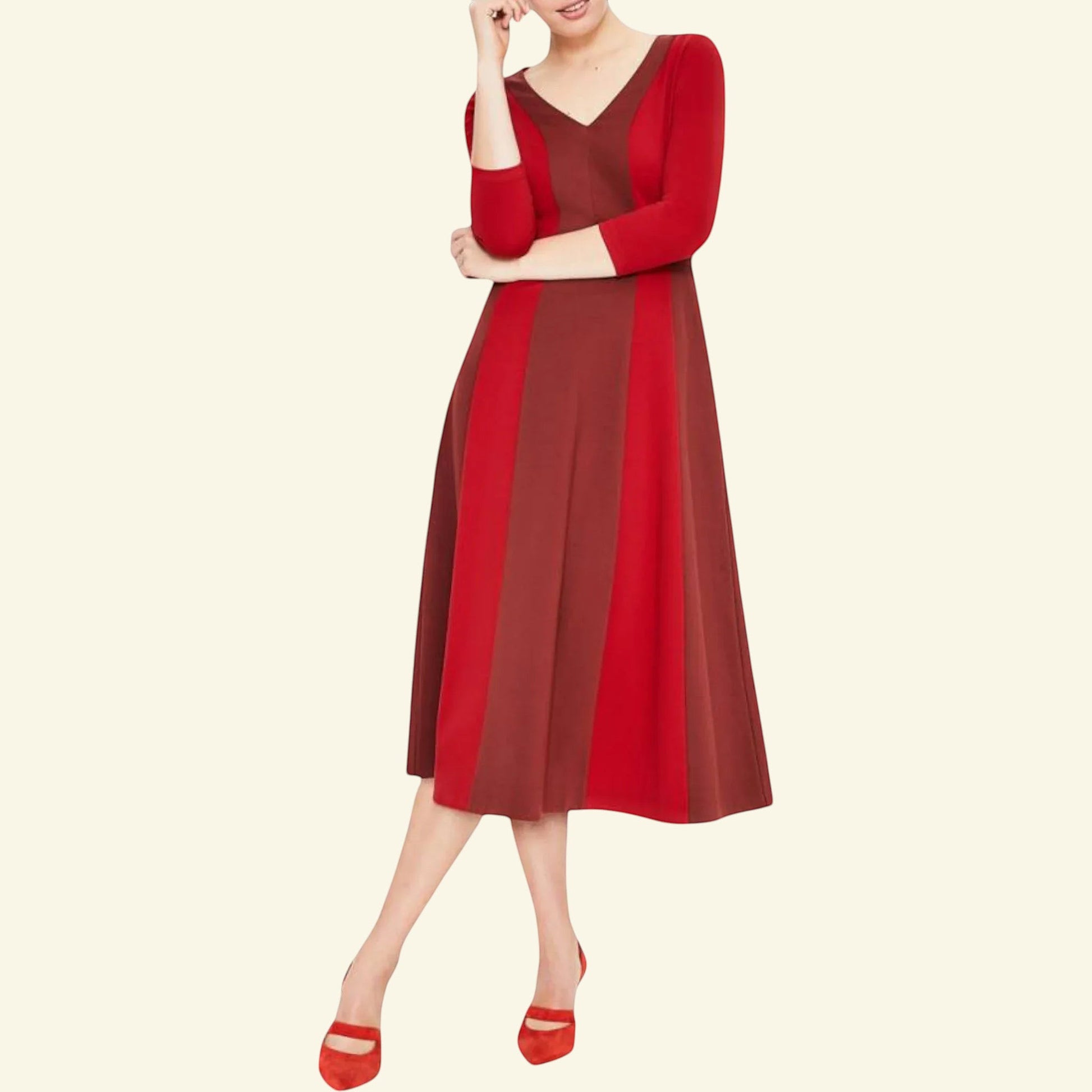 Boden Red & Maroon Erin Ponte Dress UK 8 US 4 EU 36 - Timelessfashions