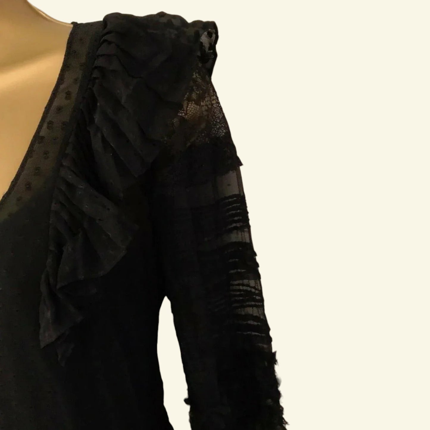 Derek Lam Black Long Sleeve Silk & Lace Dress UK 10 US 6 EU 38 - Timelessfashions