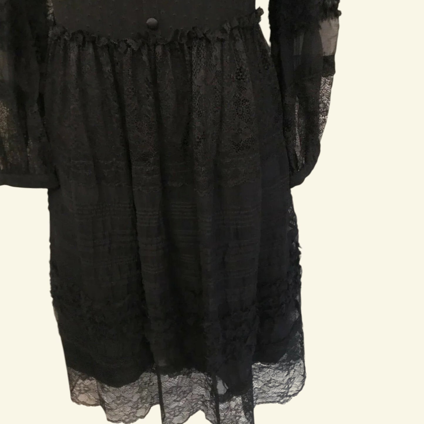 Derek Lam Black Long Sleeve Silk & Lace Dress UK 10 US 6 EU 38 - Timelessfashions