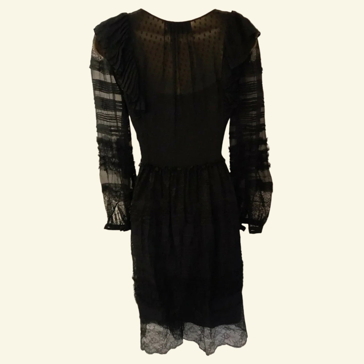 Derek Lam Black Long Sleeve Silk & Lace Dress UK 10 US 6 EU 38 - Timelessfashions