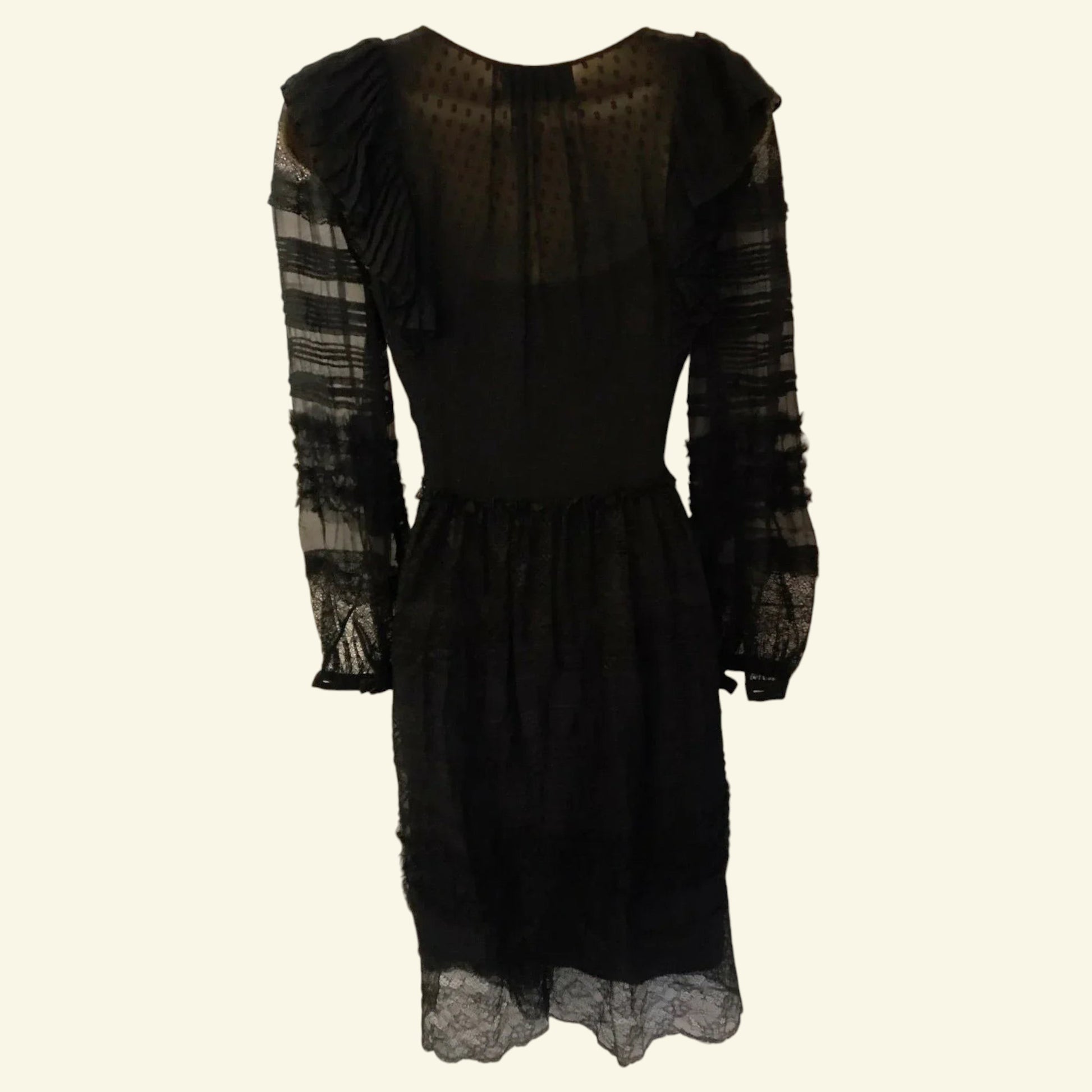 Derek Lam Black Long Sleeve Silk & Lace Dress UK 10 US 6 EU 38 - Timelessfashions