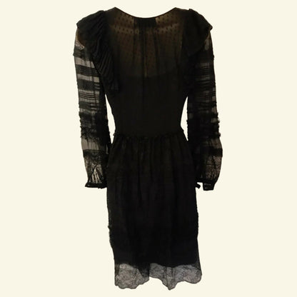 Derek Lam Black Long Sleeve Silk & Lace Dress UK 10 US 6 EU 38 - Timelessfashions