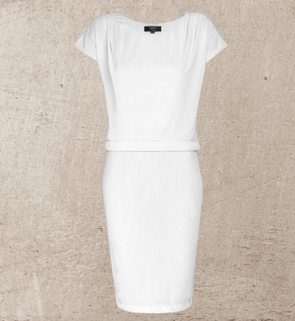 Yanny London White, Patrice, Cap Sleeve Dress UK 10 US 6 EU 38 Timeless Fashions