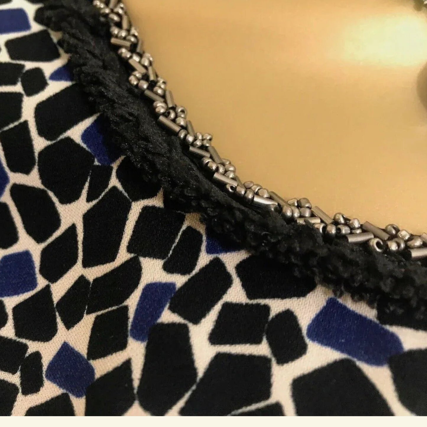 Avoca Anthology Blue & Black Geometric Print Shift Dress UK 8/10 US 4/6 EU 36/38 - Timelessfashions