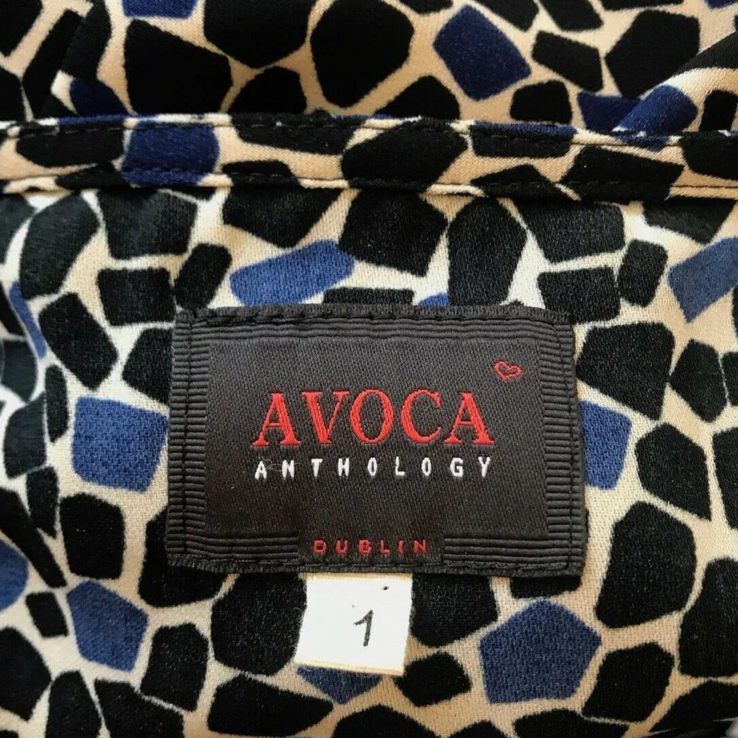 Avoca Anthology Blue & Black Geometric Print Shift Dress UK 8/10 US 4/6 EU 36/38 - Timelessfashions