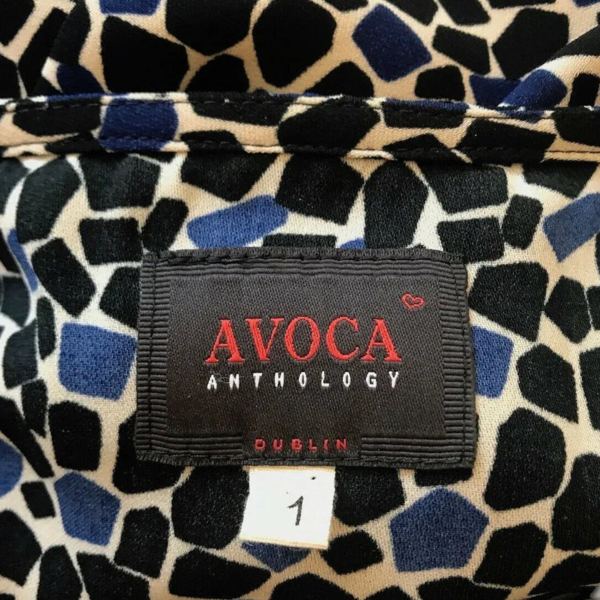 Avoca Anthology Blue & Black Geometric Print Shift Dress UK 8/10 US 4/6 EU 36/38 - Timelessfashions