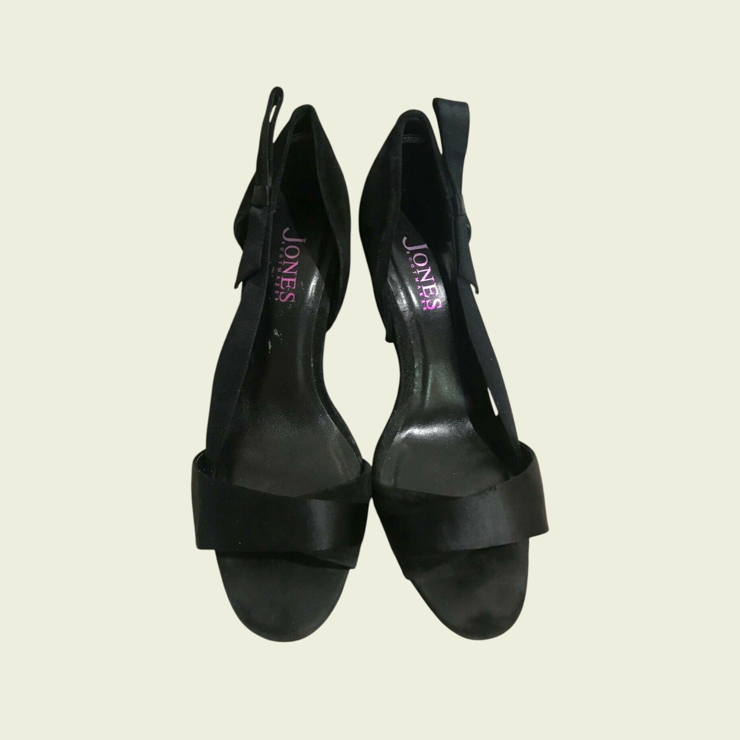 Jones Bootmaker Women's Black Suede Peep Toe Court Shoes UK 7