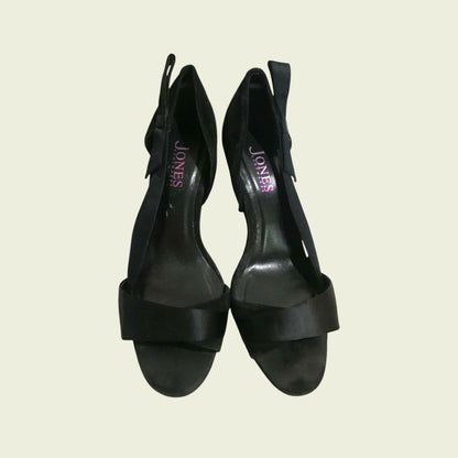 Jones Bootmaker Women's Black Suede Peep Toe Court Shoes UK 7