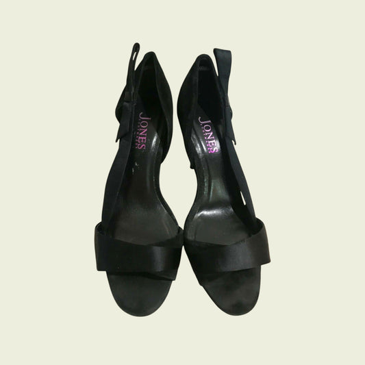 Jones Bootmaker Women's Black Suede Peep Toe Court Shoes UK 7