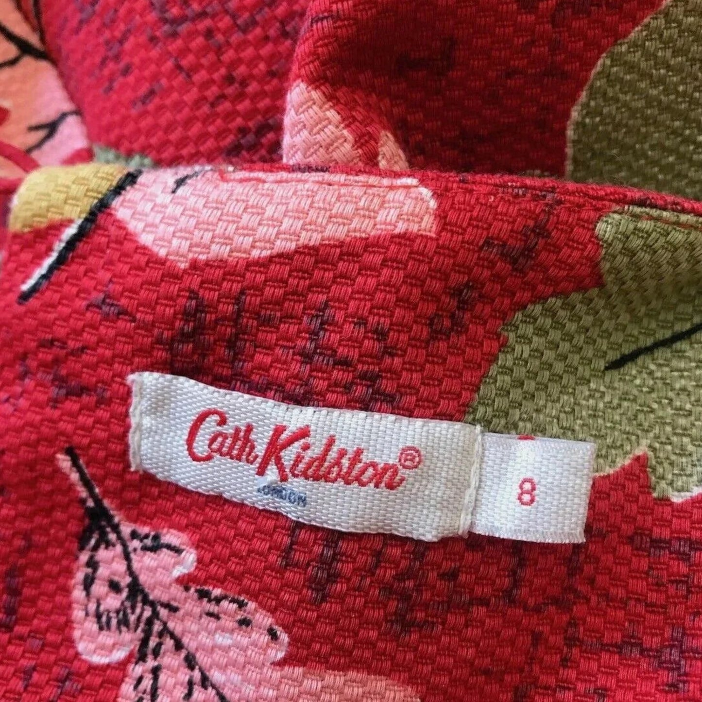 Cath Kidston Women's Red Leaf Print Cotton Dress UK 8 US 4 EU 36 - Timelessfashions