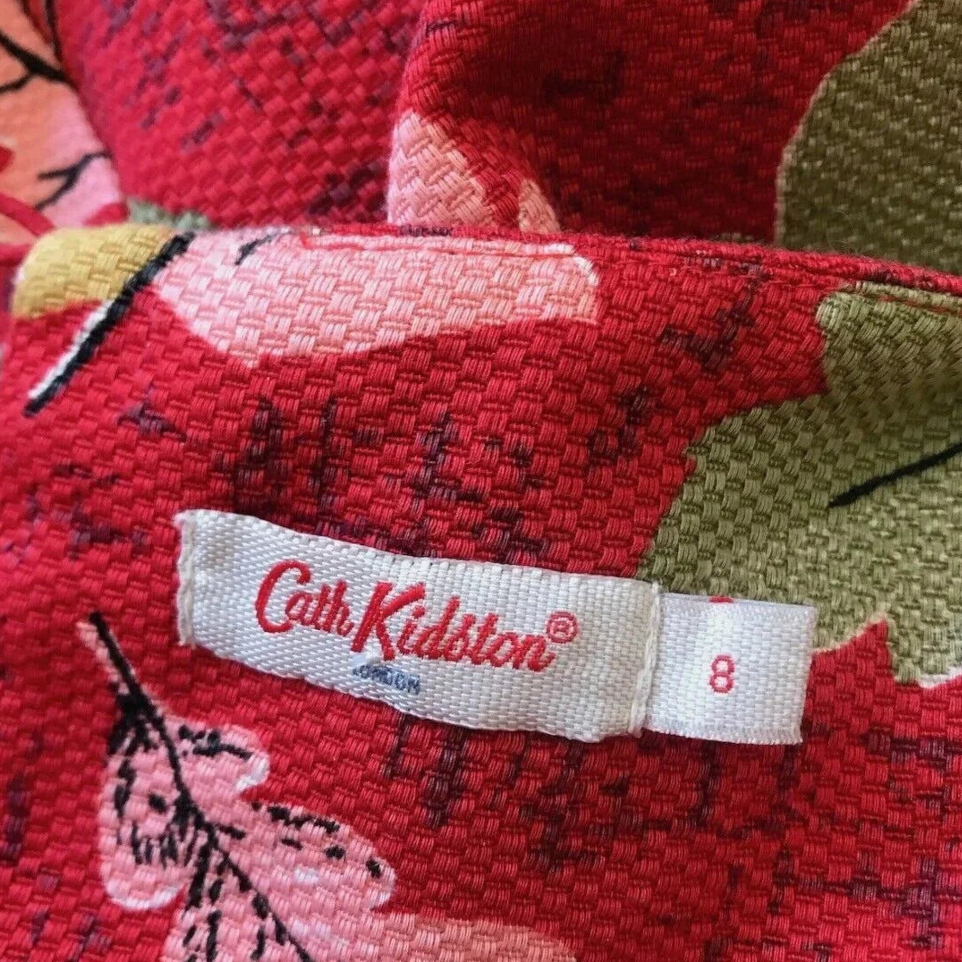 Cath Kidston Women's Red Leaf Print Cotton Dress UK 8 US 4 EU 36 - Timelessfashions