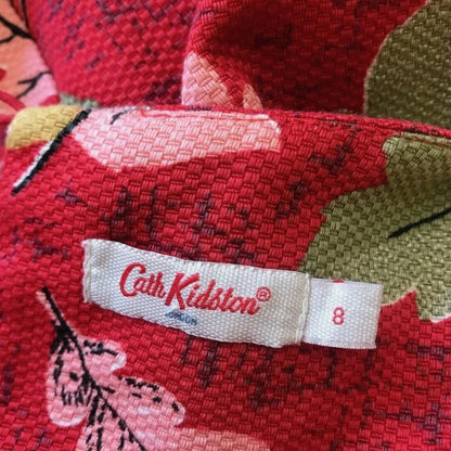 Cath Kidston Women's Red Leaf Print Cotton Dress UK 8 US 4 EU 36 - Timelessfashions
