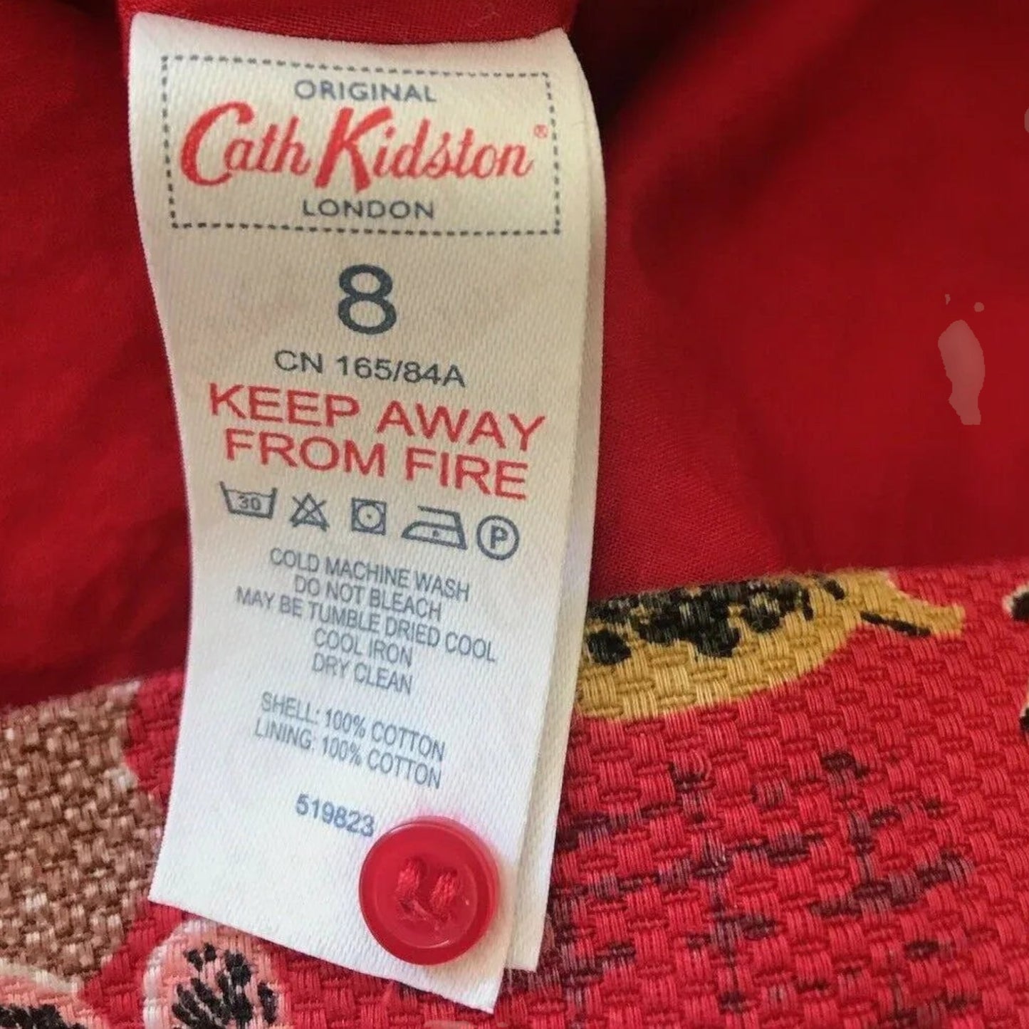 Cath Kidston Women's Red Leaf Print Cotton Dress UK 8 US 4 EU 36 - Timelessfashions