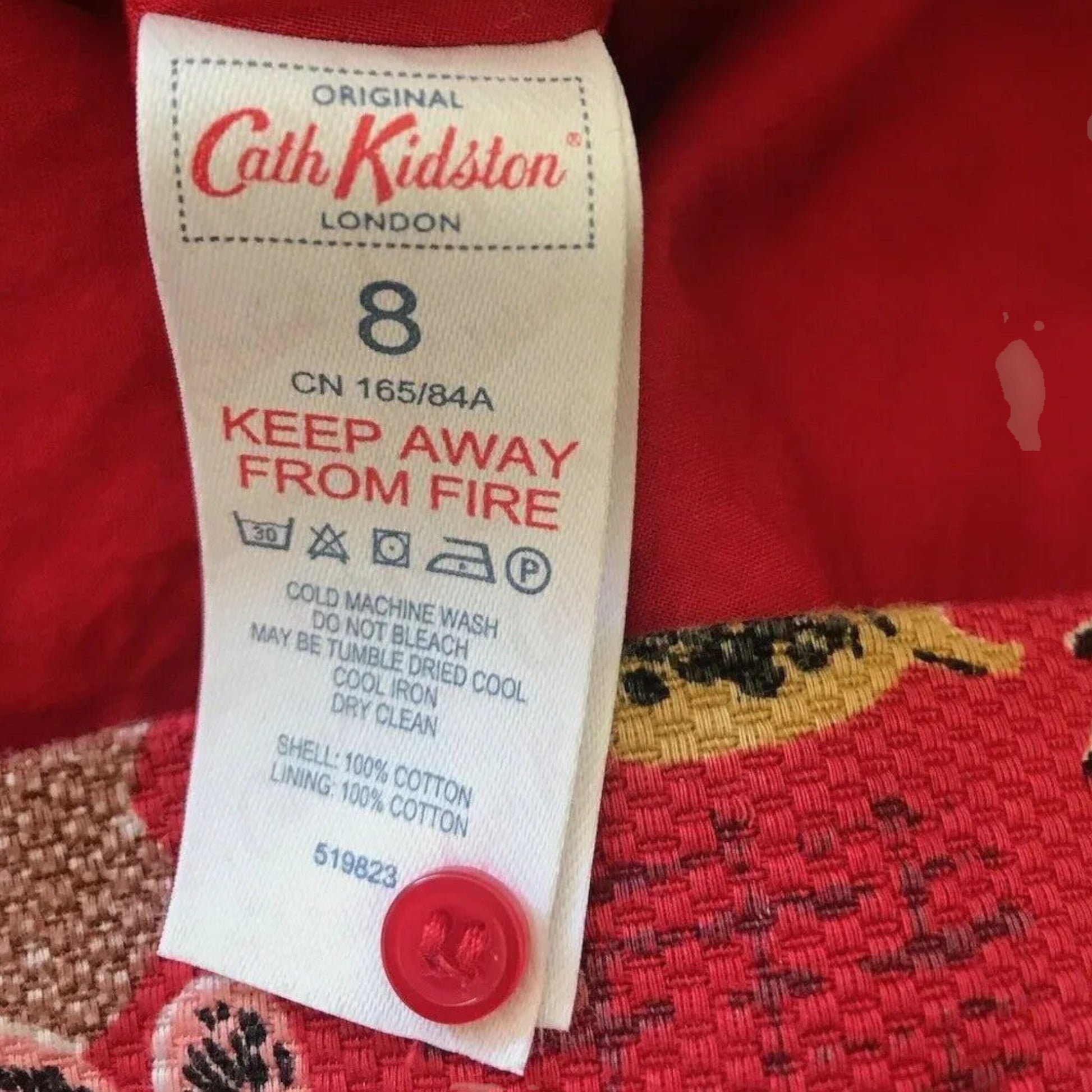 Cath Kidston Women's Red Leaf Print Cotton Dress UK 8 US 4 EU 36 - Timelessfashions