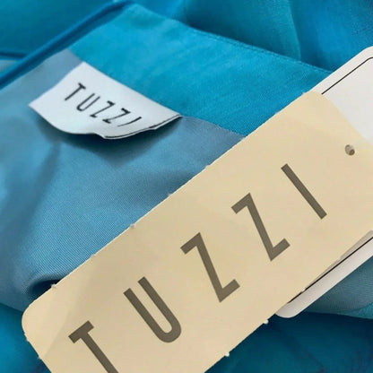 Tuzzi Long Turquoise Blue Linen & Organza Dress UK 10 - Timelessfashions