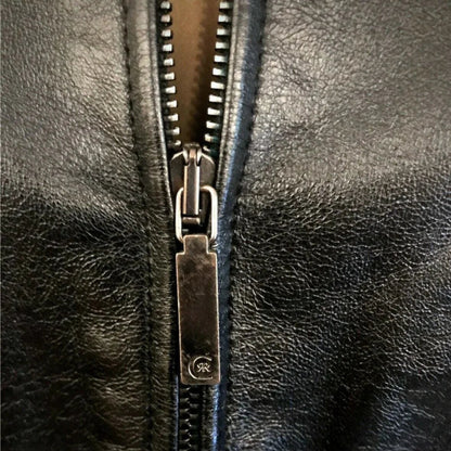 Cerruti 1881 Womens Vintage Black Leather Zip Jacket UK 12 US 8 EU 40 IT 44 - Timelessfashions