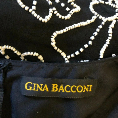 Gina Bacconi Vintage 80's Silk Beaded Black Evening Top UK 12 US 8 EU 40 - Timelessfashions