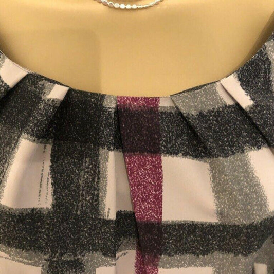 Laura Ashley Abstract Check Cropped Smock Top UK 12 US 8 EU 40 - Timelessfashions