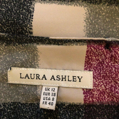 Laura Ashley Abstract Check Cropped Smock Top UK 12 US 8 EU 40 - Timelessfashions