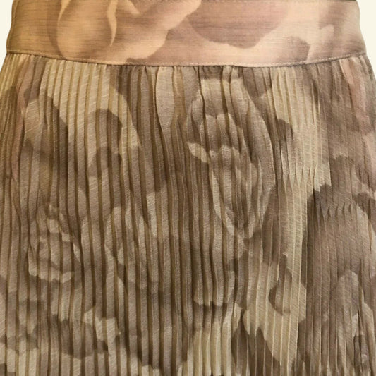 DKNY City Pale Dusky Pink Pleated Floral Skirt UK 12 US 8 EU 40 - Timelessfashions