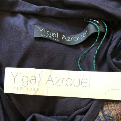 Yigal Azrouel Navy Blue Jersey & Silk Long Top UK 14 US 10 EU 42 - Timelessfashions