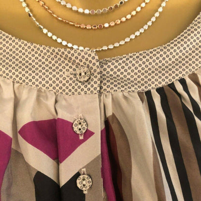 St-Martins Womens Grey & Pink Cap Sleeve Belted Silk Top Size M UK 12 US 8 EU 40 BNWT RRP £45.00 - Timelessfashions