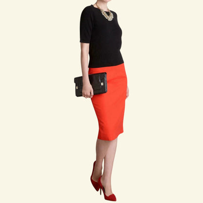Pure Collection Tomato Red Belford Pencil Skirt UK 20 US 16 EU 48 - Timelessfashions