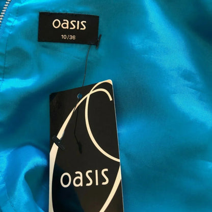 Oasis Turquoise Silk Mini Dress UK 10 US 6 EU 38 - Timelessfashions