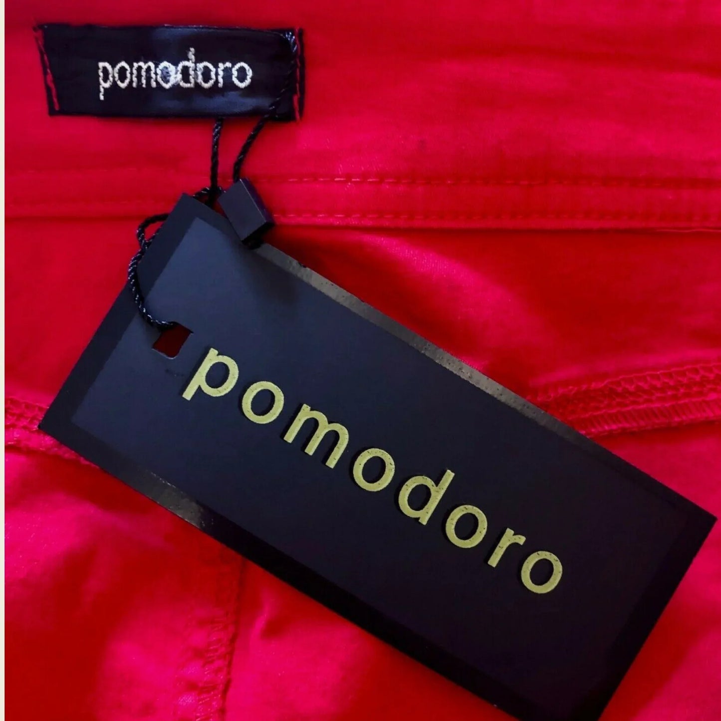 Pomodoro Women's Red Cotton Pencil Skirt UK 16 US 12 EU 44 - Timelessfashions