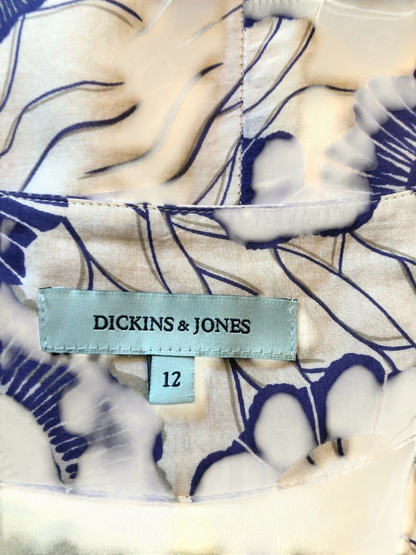 Dickins & Jones Purple & Ivory Cotton & Silk Skirt UK 12 US 8 EU 40 - Timelessfashions