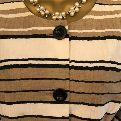 Viyella Mocha, Cream & Black Linen Mix Box Jacket UK 12 US 8 EU 40 - Timelessfashions