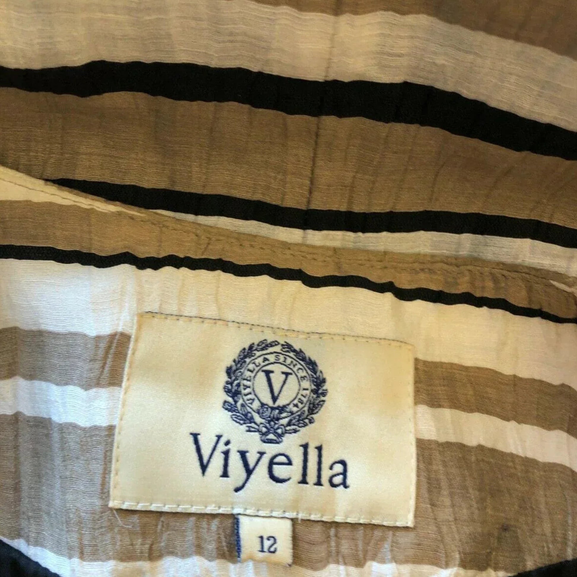 Viyella Mocha, Cream & Black Linen Mix Box Jacket UK 12 US 8 EU 40 - Timelessfashions