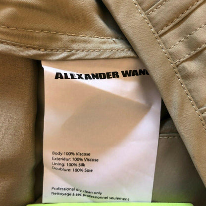 Alexander Wang Pale Khaki Silky Satin Shorts Size UK 12 US 8 EU 40 - Timelessfashions