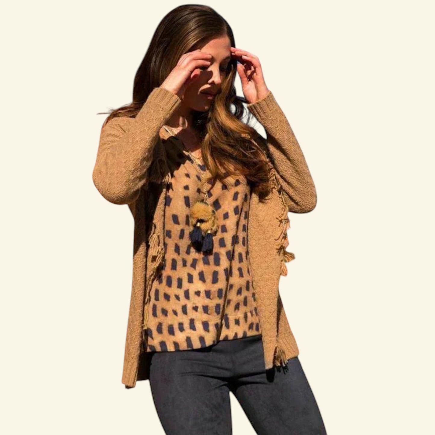 Marie Mero Brown Animal Print Short Sleeve Top UK 10 US 6 EU 38 - Timelessfashions
