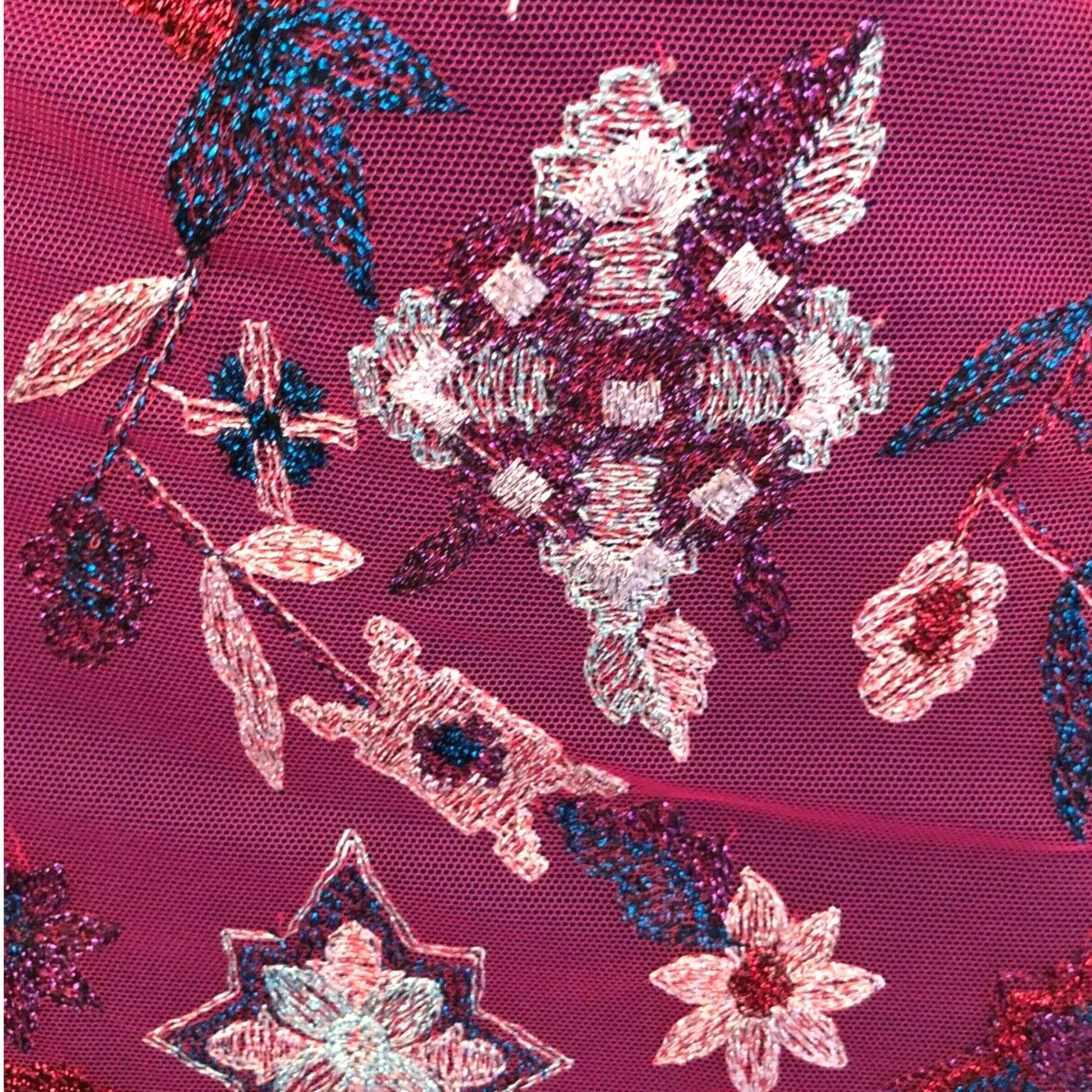 Bazar Christian Lacroix Vintage Cerise Embroidered Mini Skirt UK 8 US 4 EU 34 - Timelessfashions