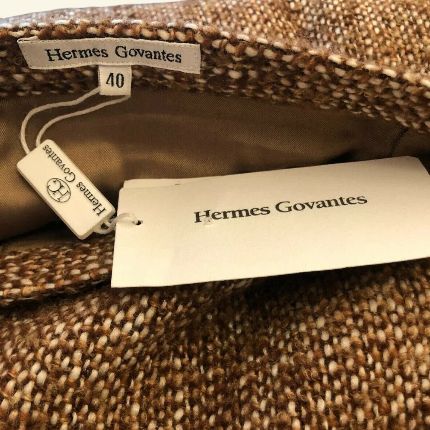 Hermes Govantes Rust Brown Tweed Pencil Skirt UK 10 US 6 EU 38 IT 42 - Timelessfashions