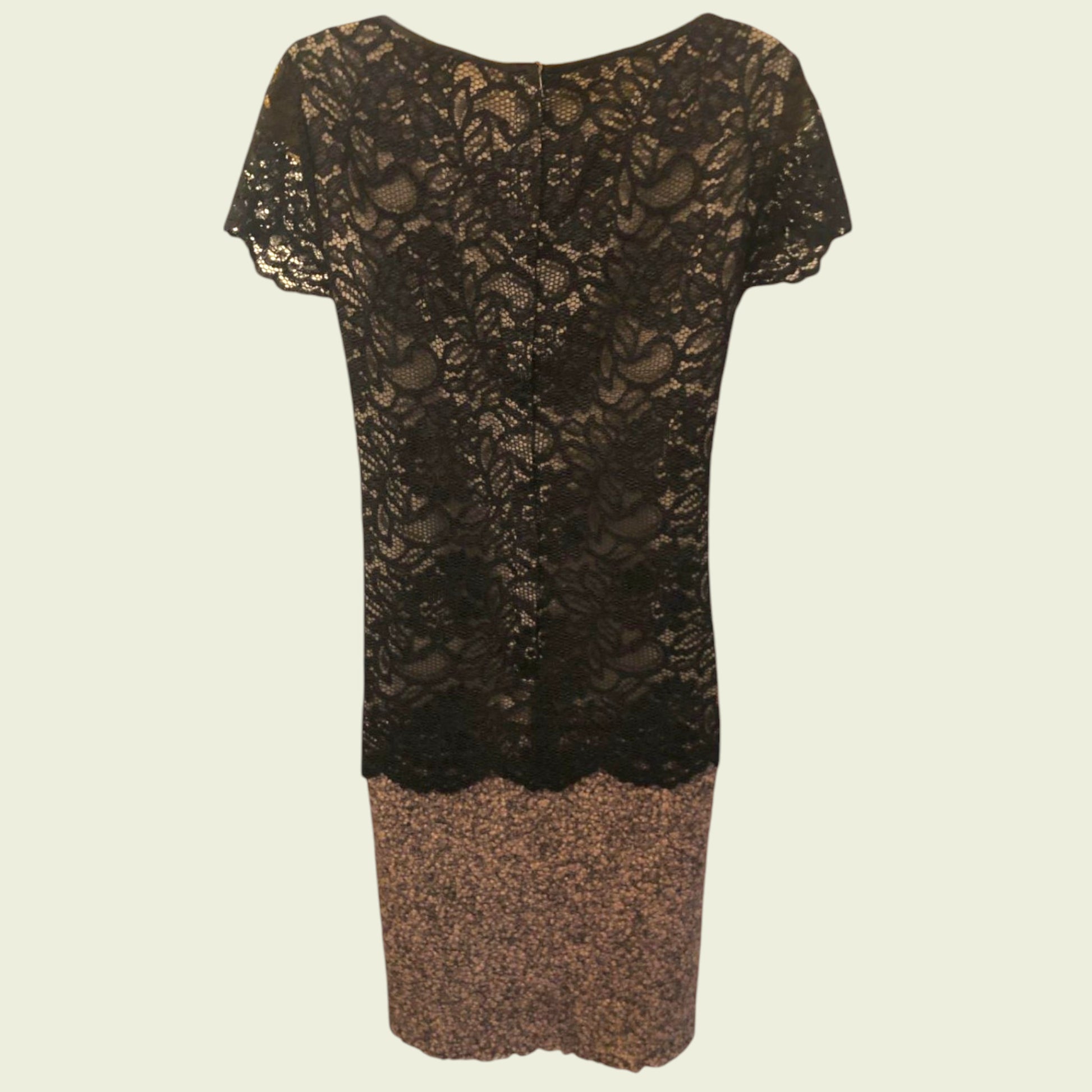 Black lace dress on a beige background