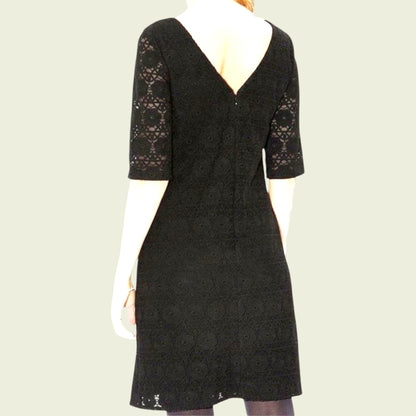 Monsoon Black Flora Linear Lace Shift Dress UK 14 US 10 EU 42