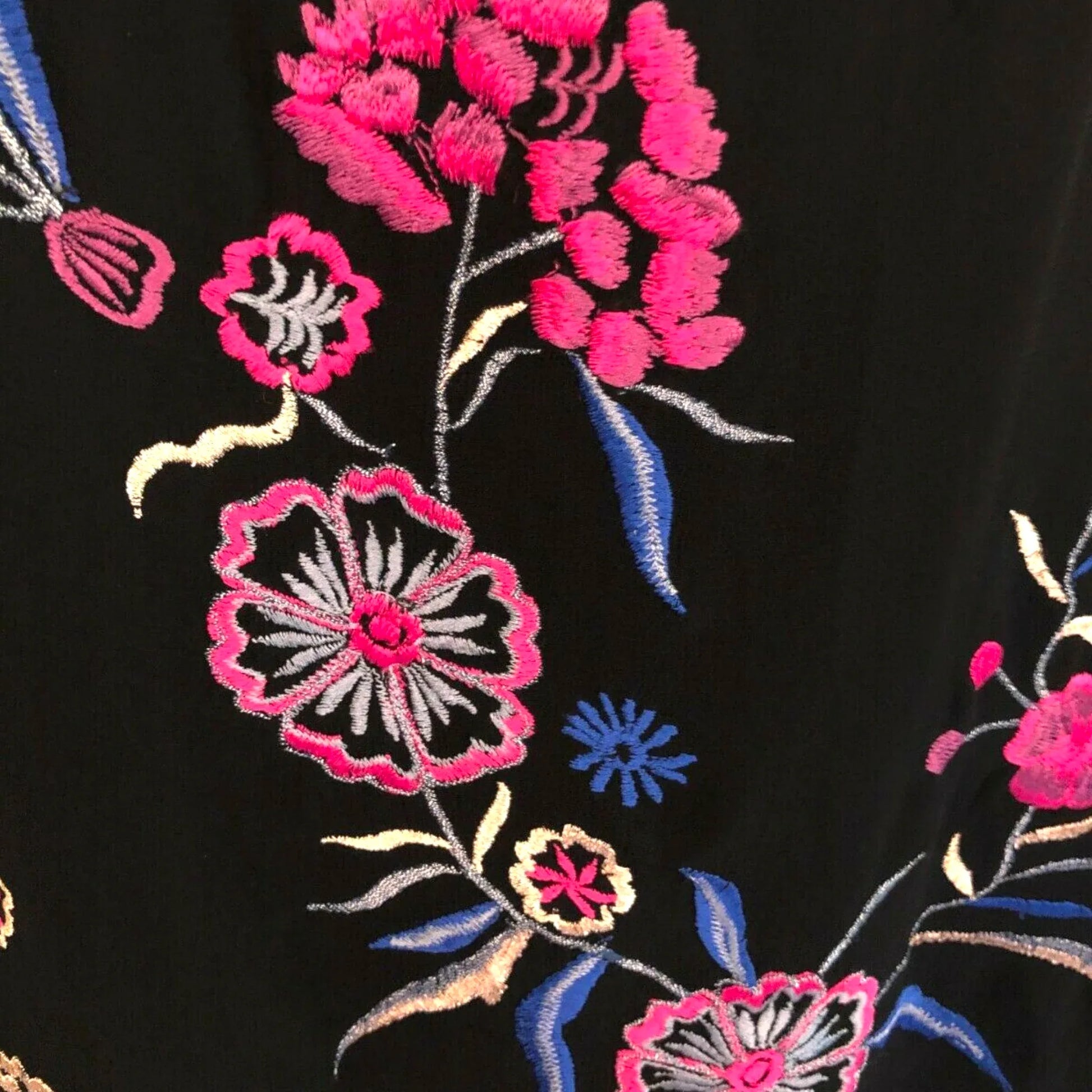 Pomodoro Black Chiffon Embroidered Floral Top UK 18 US 14 EU 46 - Timelessfashions