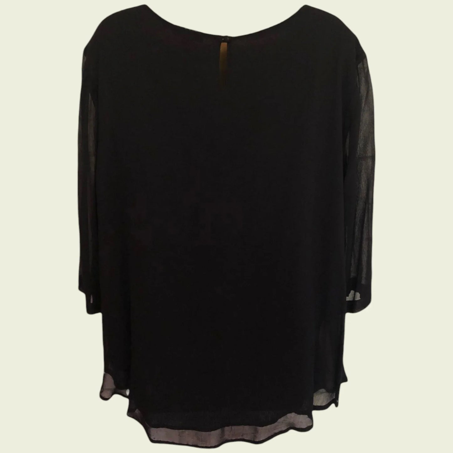 Pomodoro Black Chiffon Embroidered Floral Top UK 18 US 14 EU 46 - Timelessfashions