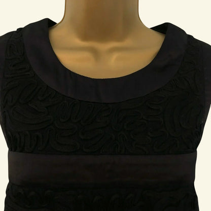 French Connection Black Satin & Tapework Sleeveless Shift Dress UK 8 - Timelessfashions