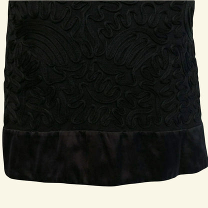 French Connection Black Satin & Tapework Sleeveless Shift Dress UK 8 - Timelessfashions