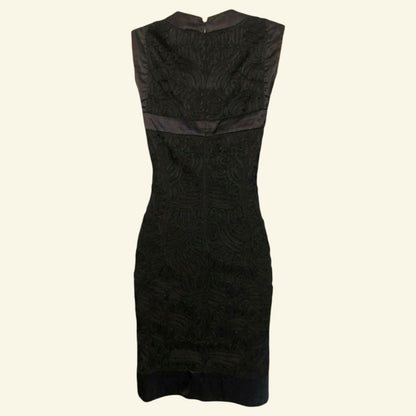 French Connection Black Satin & Tapework Sleeveless Shift Dress UK 8 - Timelessfashions