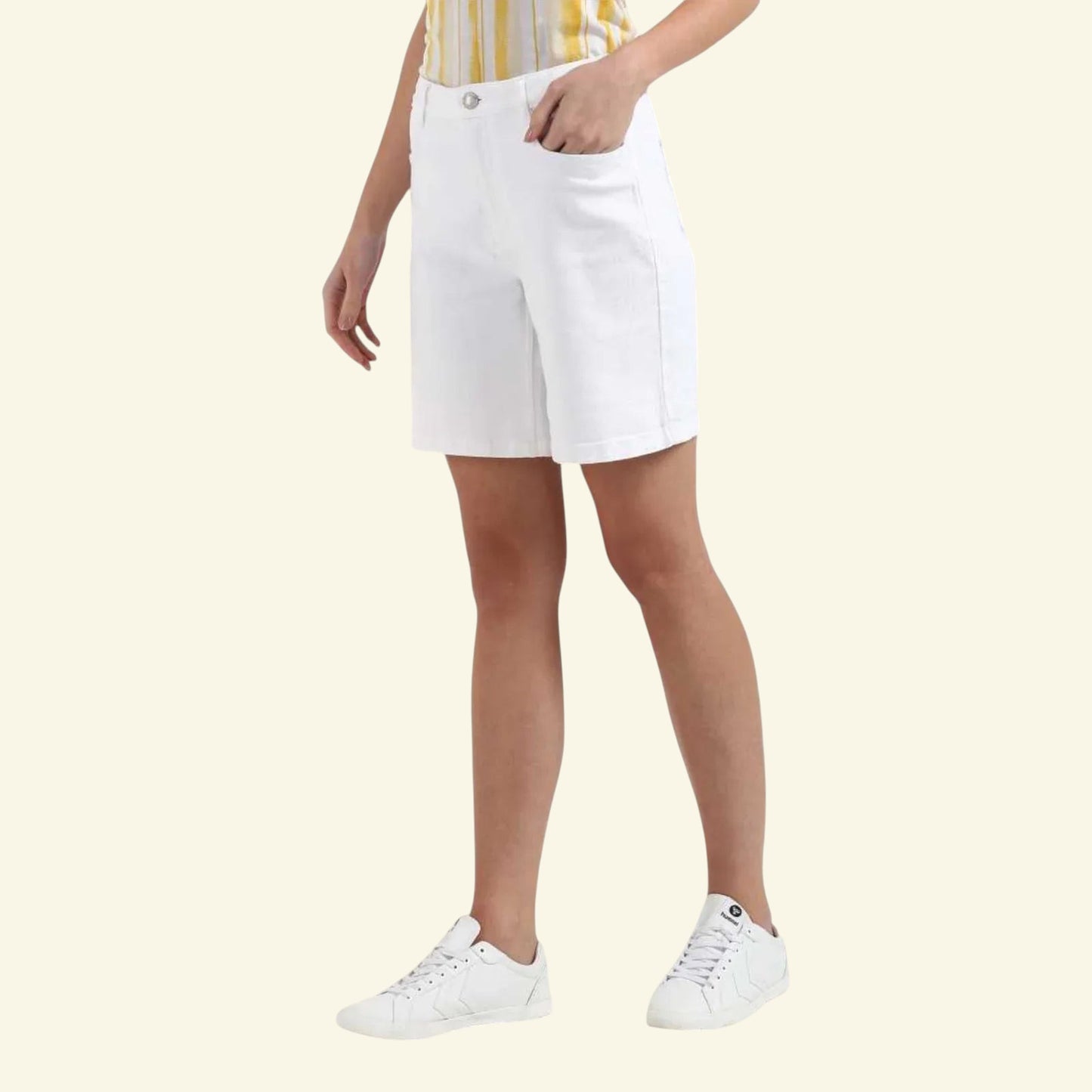 Pomodoro White Stretch Cotton Shorts UK 10 US 6 EU 38 - Timelessfashions