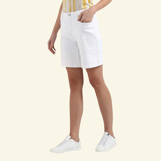 Pomodoro White Stretch Cotton Shorts UK 10 US 6 EU 38 - Timelessfashions
