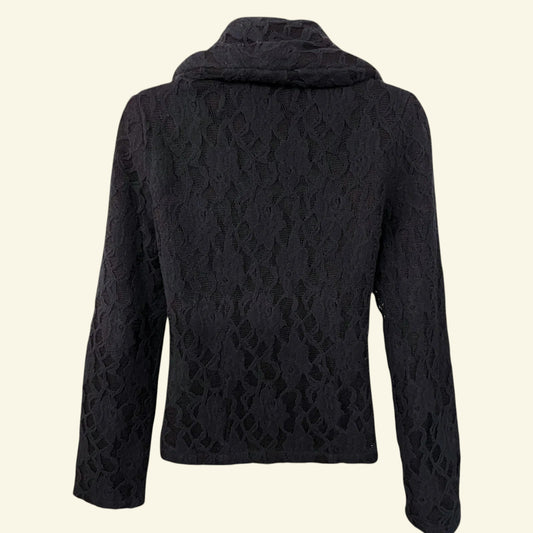 Ronit Zilkha Vintage Women's Black Lacy Wool Blend Jacket UK 10 US 6 EU 38 - Timelessfashions
